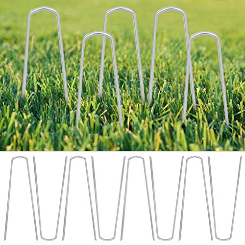 Navseek 100 Pack 6 Inch Galvanized Garden Stakes and Landscape Staples Sod Staples, Garden Staples Square Pins Sturdy Rust Resistant Fabric Anchor Pins (100) - Thumbnail 4