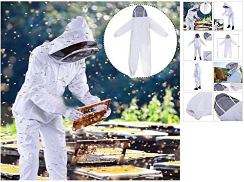 Quality Beekeeping Kits - Best Beekeeper Suits with Veil Hood - Professional Cotton Full Body Bee Keeper Costumes - New White Protective Equipment against Beehive - Suit for Honey Hive Extractor
