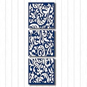 Blue Flowers Pattern Painting Artwork for Home Framed 24 Panels