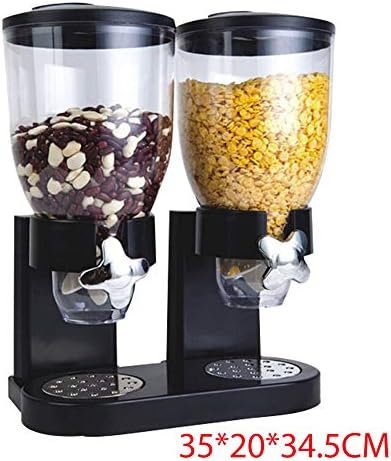 Kitchen Cereal Dispenser Container Multifunctional Double Household Machine (Black)