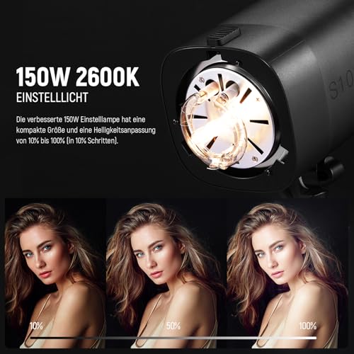 NEEWER 800Ws Studio Monolight Strobe Flash Set: Pack of 2 S101-400W PRO 5600K Flash Light Studio with 2.4G Trigger / 150W Setting Lamp / Bowens Mount / Softbox / Stand / Reflector / Bag, Compatible with QPRO