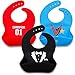 Kids N' Such Baby Bibs for Boys 3 Pack - 100% Food Grade Silicon - Waterproof with Food Catcher - Easy Clean - Anti Bacterial, Anti Microbial, Dishwasher Safe - Cute Designs for Your Baby Boy