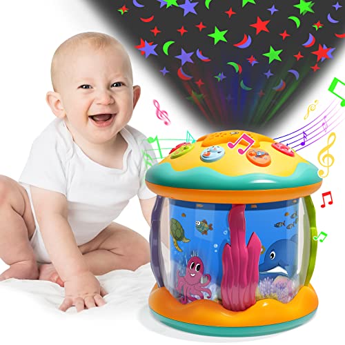JDNRXO Baby Toys 6 to 12 Months, Ocean Rotating Light Up Sensory Toys