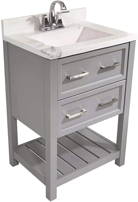 Milan 25 In Bath Vanity In Grey With Cultured Marble Vanity Top W