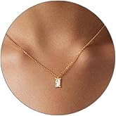 Luxval Diamond Pendant Gold Necklace for Women,Dainty 18k Gold Plated Choker Necklaces Simple Gold Jewelry Gifts for Women Girls