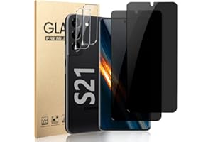 GBBO 2+2 Pack Galaxy S21 Privacy Screen Protector Tempered Glass + 2 Pack Camera Lens Protector [Anti-Spy] [9H Hardness] Full Coverage Glass Film for Samsung Galaxy S21 5G(6.2")