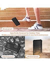 Solar Charger, 20000mAh Solar Qi Wireless Charger, Solar Power Bank Portable External Solar Battery Pack with 4 LED Light 3 Output Ports Carabiner IP54 Rainproof for Camping, Outdoor Activities