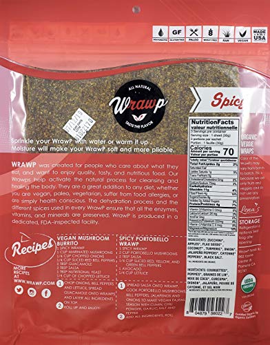 Organic Veggie Wraps -Mini Raw Vegan Spicy Flat Bread Perfect for Wraps, Sandwiches, Crackers, Side Bread or a Simple Snack - Thumbnail 4