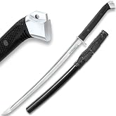 HONSHU Boshin Wakizashi Sword - Hand Forged 1050 Carbon Steel Blade, Steel Guard and Pommel, Rugged TPR Handle - Battle Ready Tactical Sword - 34&rdquo; Overall