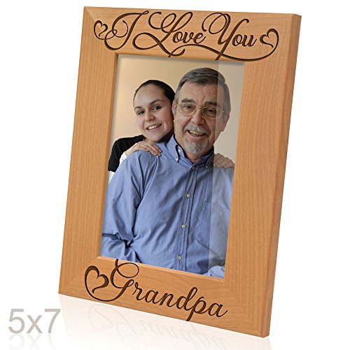 Kate Posh I Love You Grandpa-Natural Wood Engraved Picture Frame-Father's Day Gifts, Christmas Gifts, Gifts for Grandfather, Grandparent's Day Gits, New Grandma Picture Frame (5x7-Vertical)