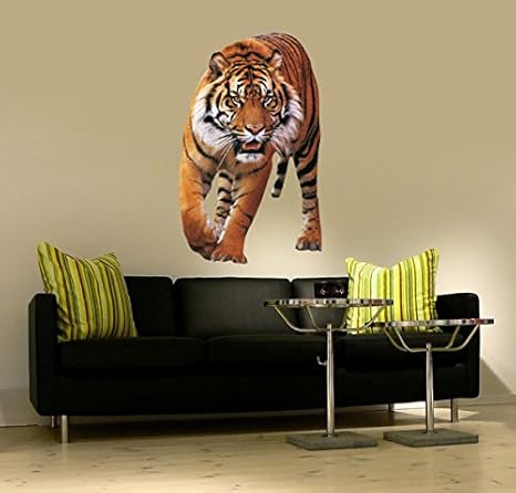 Wall Sticker No 656 Running Tiger Big Cat India Tigga Wall Art Sticker Quote Size 43x70 Cm Wall Decor Amazon De Diy Tools