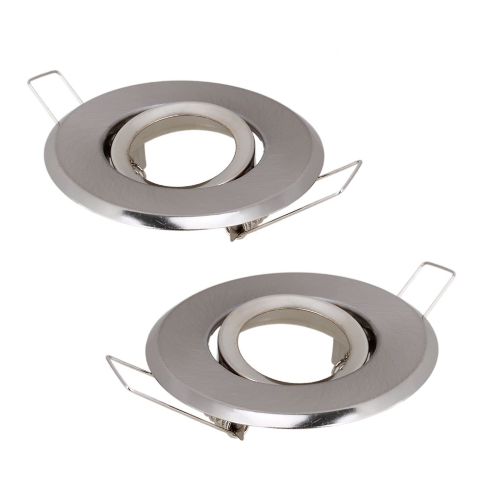 Silver 70mm out MR11 Lamp Mounting Bracket Downlight Fitting Gimble Satin with Holder for Recess Light Fixture Set of 2