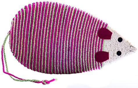 PurrToys 1Pc Sisal Rope Mouse Shape Cat/kitty/Kitten Scratcher Scratch Board Scratching Pad Post Pet Animal Play Funny Toy (Pink&amp;Green)