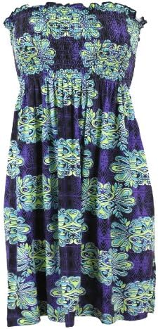 Kechika Congo (CPQ) Short Tube Dress with Smocked Bodice M Purple/Turquoise