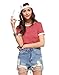 Women's Summer Casual Short Sleeves Crew Neck T Shirts Stripe Tees Crop Tops for Teen Girls