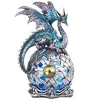 George S. Chen Imports StealStreet SS-G-71512 Dragon on Light Up LED Orb Statue Display, 8.25"/Large, Aqua