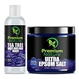Tea Tree Oil Fungus Treatment Set - Tea Tree Body & Foot Wash 4 oz + Epsom Salt 16 oz - Antifungal Foot Soak for Athletes Foot Calluses Tiered Feet & Foot Odor - Soft Rejuvenated Skin - Premium Nature
