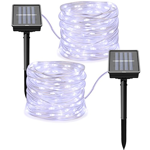 image for Homestarry 2 Packs Solar Powered String Lights,8 Modes Twinkling Rope 