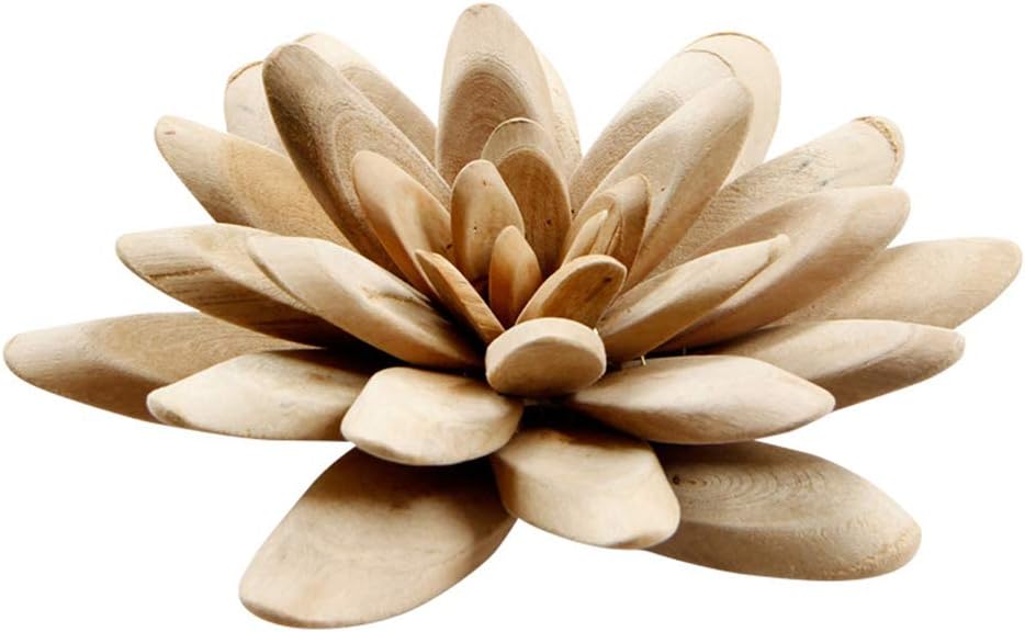 zdfYYkzdf Wooden Lotus Flower Figurine Art Handmade Craft Home Office Desktop Ornament Home Office Desk Decor Background Decor-L