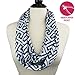 Pop Fashion Shop Women's Greek Key Pattern Infinity Scarf with Zipper Pocket (Navy Blue)