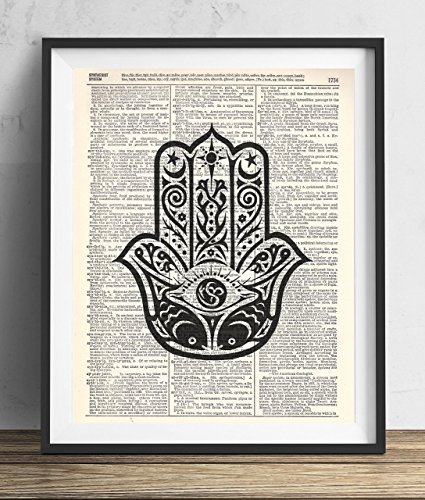 Buddha palm upcycled vintage dictionary art print 8x10