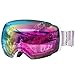 OutdoorMaster Ski Goggles PRO - Frameless, Interchangeable Lens 100% UV400 Protection Snow Goggles for Men & Women ( White Frame VLT 45% Purple Lens with Full REVO Red and Free Protective Case )