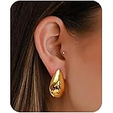 Chunky Small Teardrop Earrings for Women Lightweight Thick Drop Dangle Earrings Fashionable Trendy Minimalist Jewelry for Everyday Wear Casual Accessories Birthday Gift for Her
