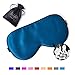 ZIMASILK 100% Natural Silk Sleep Mask Blindfold,Adjustable Super-Smooth Soft Eye Mask for Sleep with Bag (Methyl Blue)