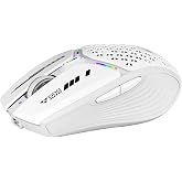 Uciefy Bluetooth Wireless Mouse, USB C Rechargeable Mice for Laptop-White | Tri-Mode BT5.0/5.1+2.4GHz, LED, Battery Level Visible, Honeycomb Magnetic Shell Cover, Portable, USB Receiver,Type C Adapter