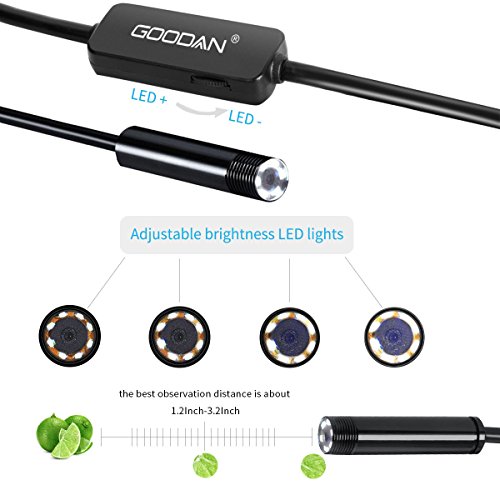 Wireless inspection camera, GOODAN Updated 1200P HD Wifi Endoscope borescope With 2.0 Megapixels 1200P HD Snake Camera For Iphone Android Smartphone, Table, Ipad, PC - (33.5FT) - Include carrying case - Thumbnail 3