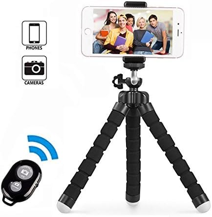 Lanbang Portable and Flexible Octopus Style Phone Tripod for iPhone, Camera and Android Smart Phones with Universal Clip and Bluetooth Remote Control (Black/Small)