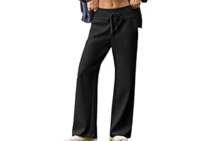 Aleumdr Women's Wide Leg Lounge Pants with Pocket Yoga Sweatpants High Waisted Baggy Athletic Palazzo Flowy Pants