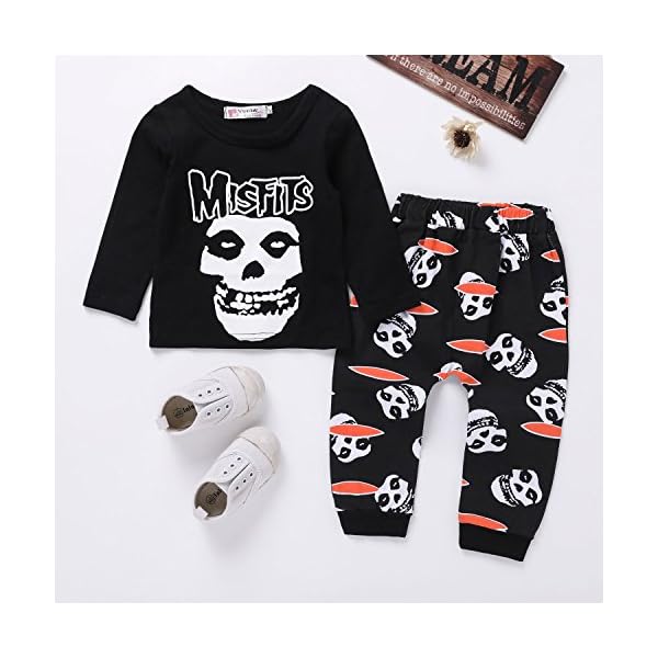 Toddler Baby Boys Girls Clothes Kid Newborn Long Sleeve Skull Bone Print T-Shirt Tops Pants Outfit Set - Image 4