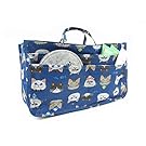 MICOM Cute Printing Expandable 13 Pocket Handbag Insert Purse Cosmetic Bag Organizer with Handles for Women (Cat)