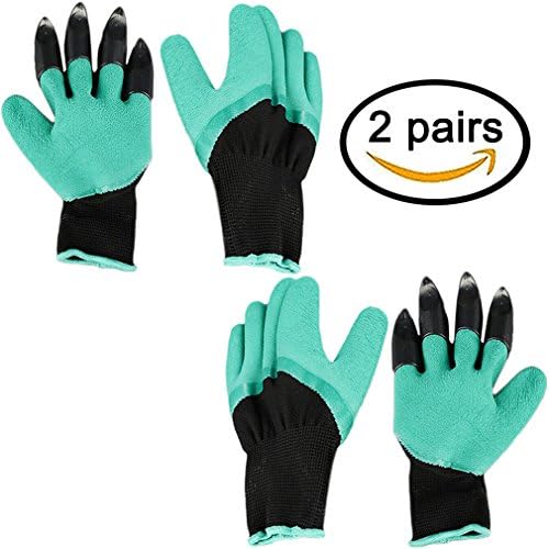 2 Pairs of Garden Genie Gloves with ABS Claws for Planting Breathable Garden Gloves for Men Women (Right Hand&Left Hand)