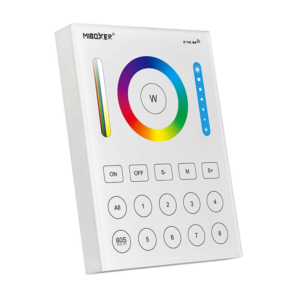 LGIDTECH B8 Miboxer Wireless 2.4GHz 8-Zone RGB+CCT Wall Mounted Smart RF Panel Remote Controller Battery Powered,for RGB+CCT Wifi LED Bulb,Downlight,Flood Light,Strip Controller(Except FUT037,038,039)