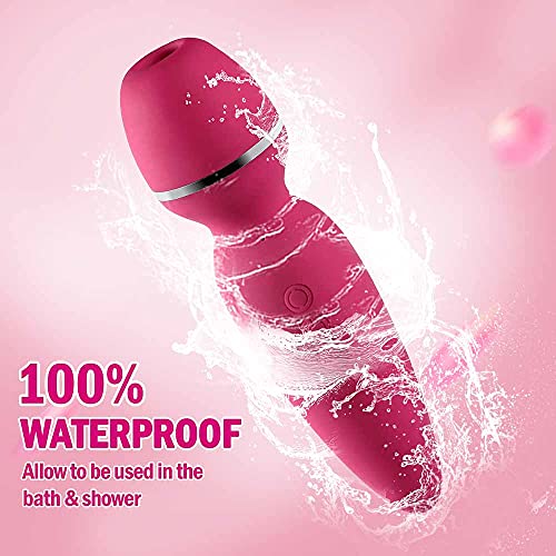 Real Air Sucking Mini Vibrator for Women, Double Head Wand Massager Clit Sucker Nipple Stimulator with 7 Powerful Suction and Vibration, Waterproof Adult G Spot Vibrators Sex Toys for Women for Sex