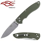 Knife F740 Firebird Pocket Folding Hunting Knife G-10 Handle SS Blade (Green)