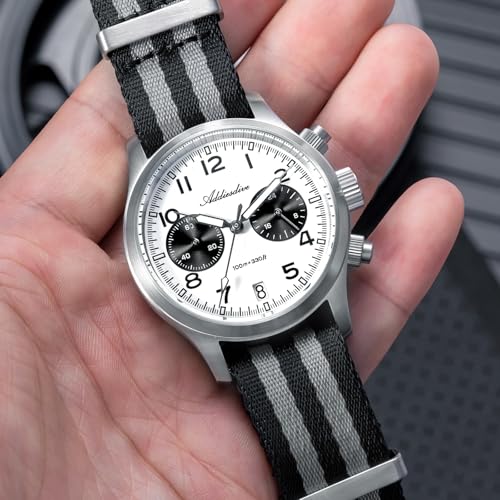 ADDIESDIVE 39 MM Chronograph Watch Panda Dial Quartz VK64 Movement Synthetic Sapphire Super Lume 100 M Mens Waterproof Watches Comfortable Nylon Strap