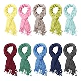 Basico Essential Fashion Solid Crinkle Color Silk 20%, 80% Scarf Shawl