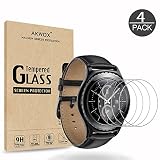AKWOX (4-Pack) Tempered Glass Screen Protector for Gear S2 / Samsung Galaxy Watch (42 mm), [0.3mm 2.5D High Definition 9H] Clear Screen Protector for Samsung Gear S2 Frontier/Classic/Gear Sport