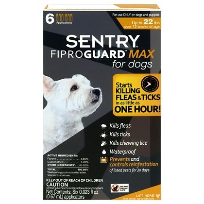 Sentry Fiproguard MAX for Dogs Up To 22 lbs, 6-Dose