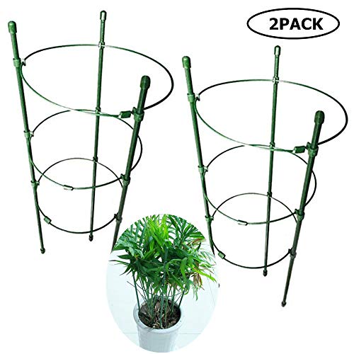 DoubleWood Plant Support Cages 18" Plant Cages Vine Trellis Support Flowers Plants Cage Triple Plastic Pillar Vine Plants Holder Stand Small Pot Tomato Trellis for Home Garden Balcony (Pack of 2)