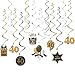 40th Birthday Decoration with Hanging Swirls (15PCS), Celebrate 40 Hanging Swirls with Cutouts(8PCS), Table Confetti (100 PCS) and 40th Confetti (100 PCS) for Party Supplies