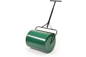20 Inch Lawn Roller, 16.6 Gallon Sand/Water Filled Sod&Yard Roller, Heavy Duty Steel Material, with Updated T Shaped Handle f