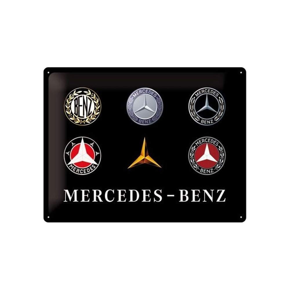 Nostalgic-Art Retro Tin Sign – Mercedes-Benz – Logos – Gift idea for car accessoires, Metal Plaque, Vintage design for wall decoration, 30 x 40 cm