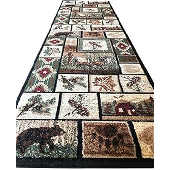 Carpet King Cabin Style Runner Area Rug Rustic Native American Western Country Bear Elk Deer Wildlife Lodge Native Design 386 (2 Feet 2 Inch X 7 Feet 2 Inch)