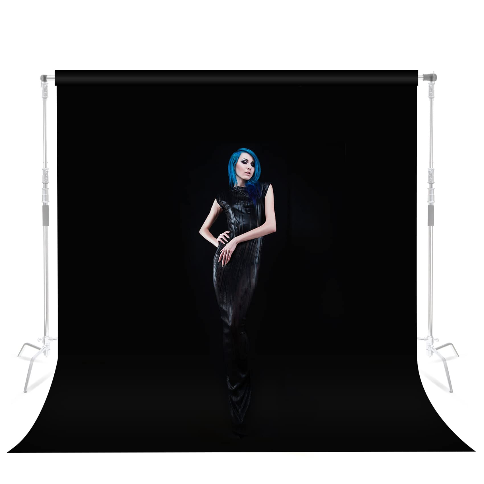 Selens 200x300cm Black Photography Backdrop Background Velvet Screen Fabric Wrinkle Resistance 6.6x10ft for Photo Studio Portrait Product Props Pet Webcast Backdrop Stand Frame Shooting Washable