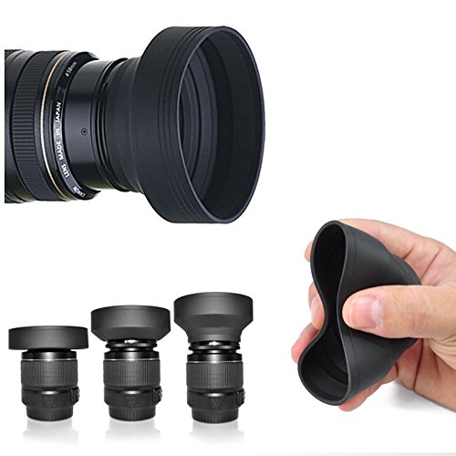 58m Soft Rubber Lens Hood for Canon Rebel T5, T6, T6i, T7i, EOS 80D, EOS 77D Cameras with Canon EF-S 18-55mm f/3.5-5.6 IS II, IS STM Lens