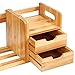 Ollieroo Natural Bamboo Desk Organizer with Extendable Storage for Office and Home, CD Holder Media Rack